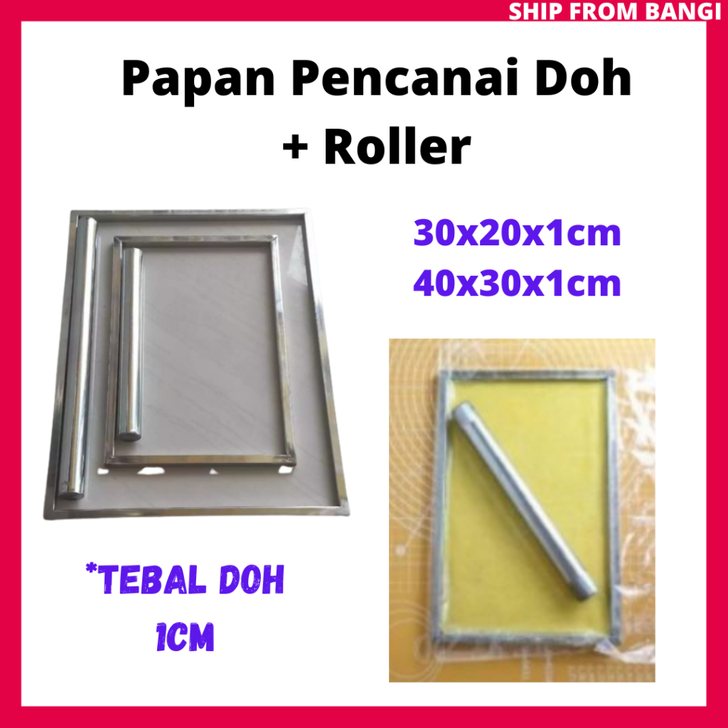 Doh Pencanai Biskut Cookies Dough Leveler 1cm Thick Frame+Roll pin ...