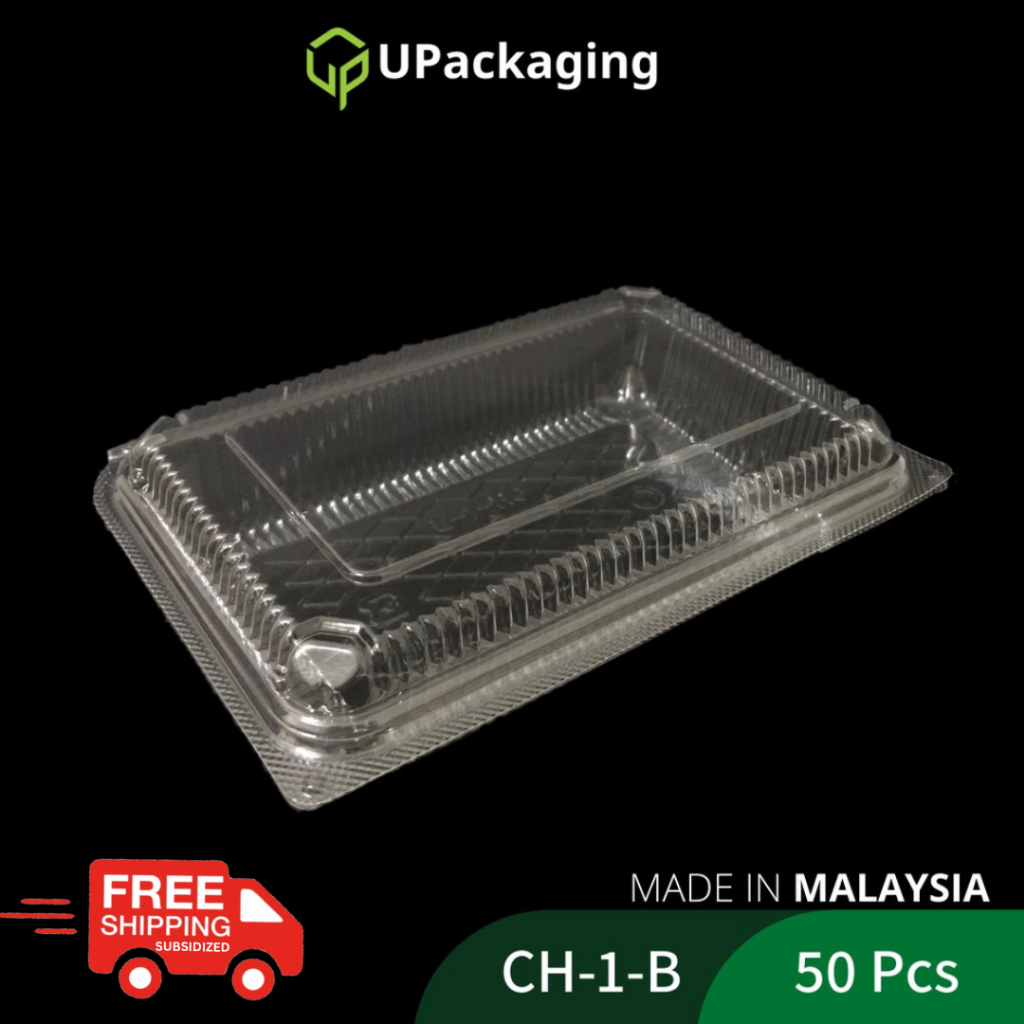 [50 Pcs] CH1B Clamshell Container Transparent Plastic Locking Food