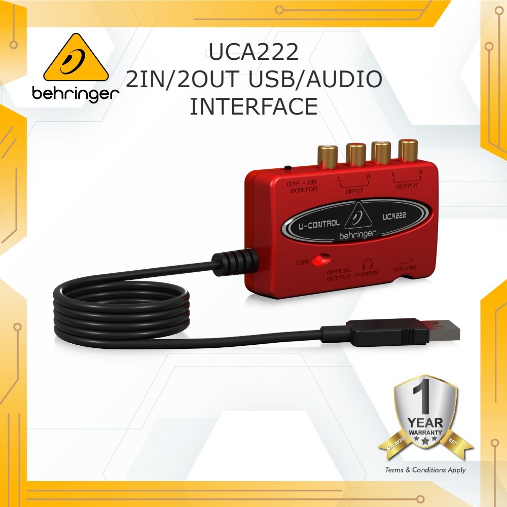 BEHRINGER U-CONTROL UCA222 Ultra-Low Latency 2 In/2 Out USB Audio ...