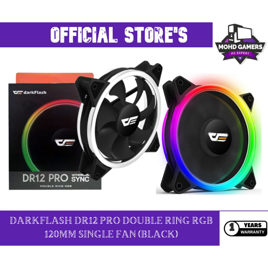 DARKFLASH DR12 PRO DOUBLE RING RGB 120MM SINGLE FAN (BLACK) | Shopee ...