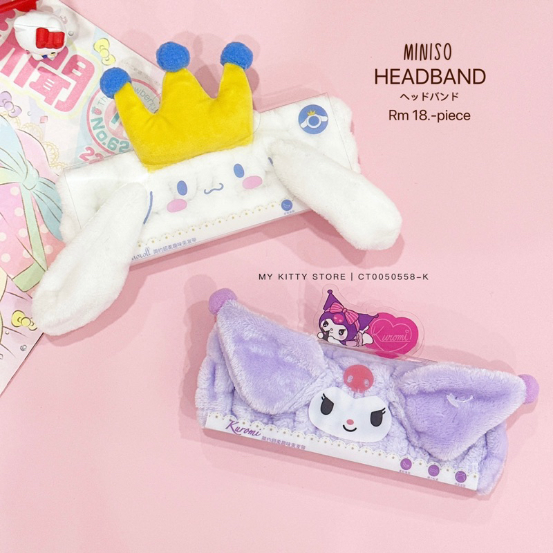 Miniso Shanghai X Sanrio Kuromi Cinnamoroll Face Wash HeadBand Super
