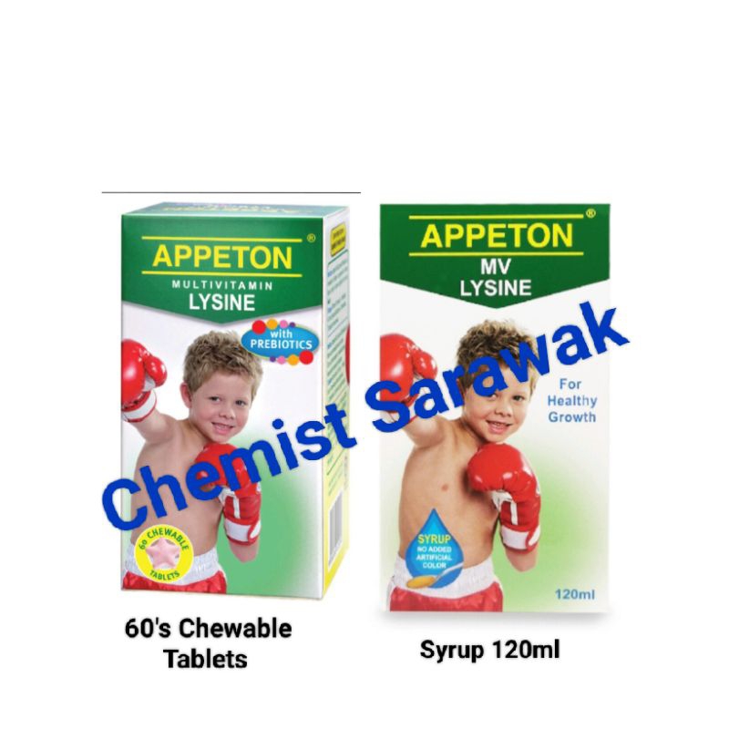 Appeton Multivitamin Lysine - 120ml Syrup / 60's Chewable Tablets ...