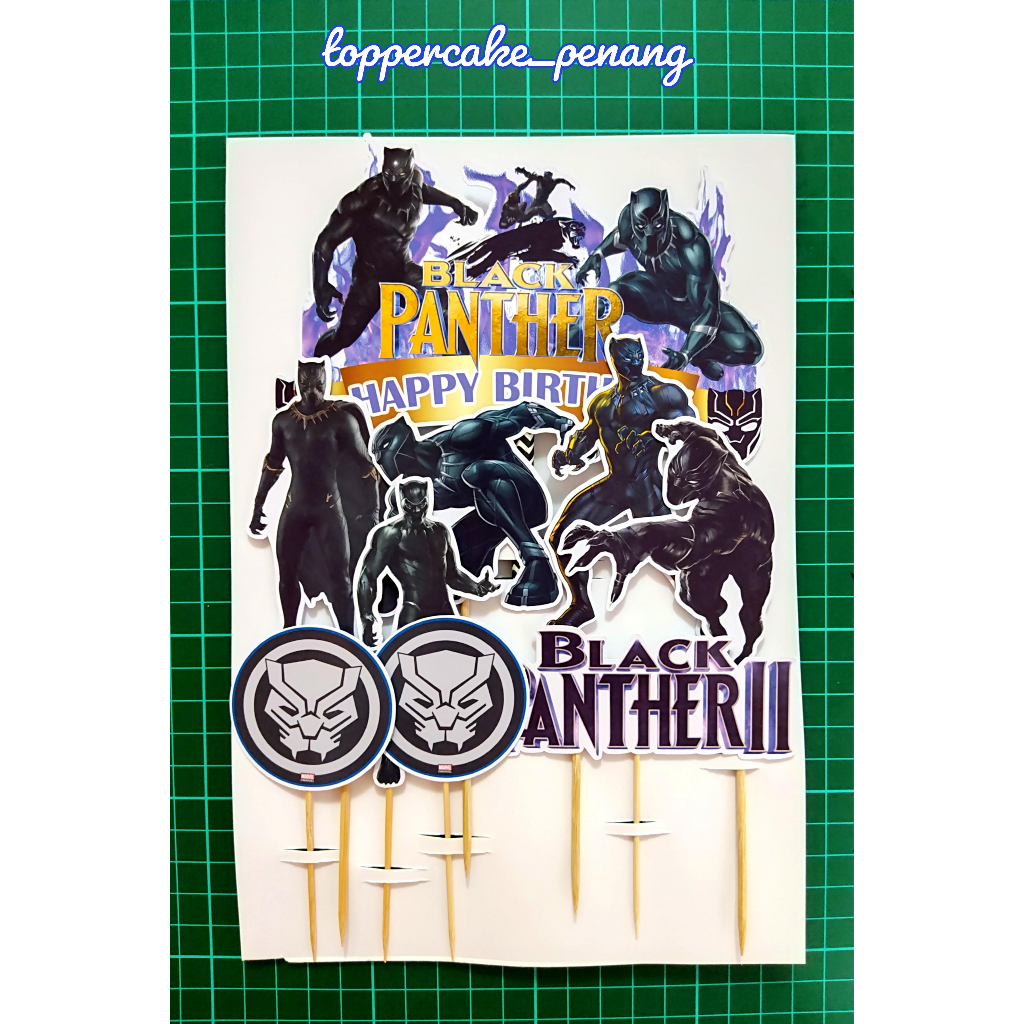 Black Panther Happy Birthday Decoration Set Cake Topper for Birthday
