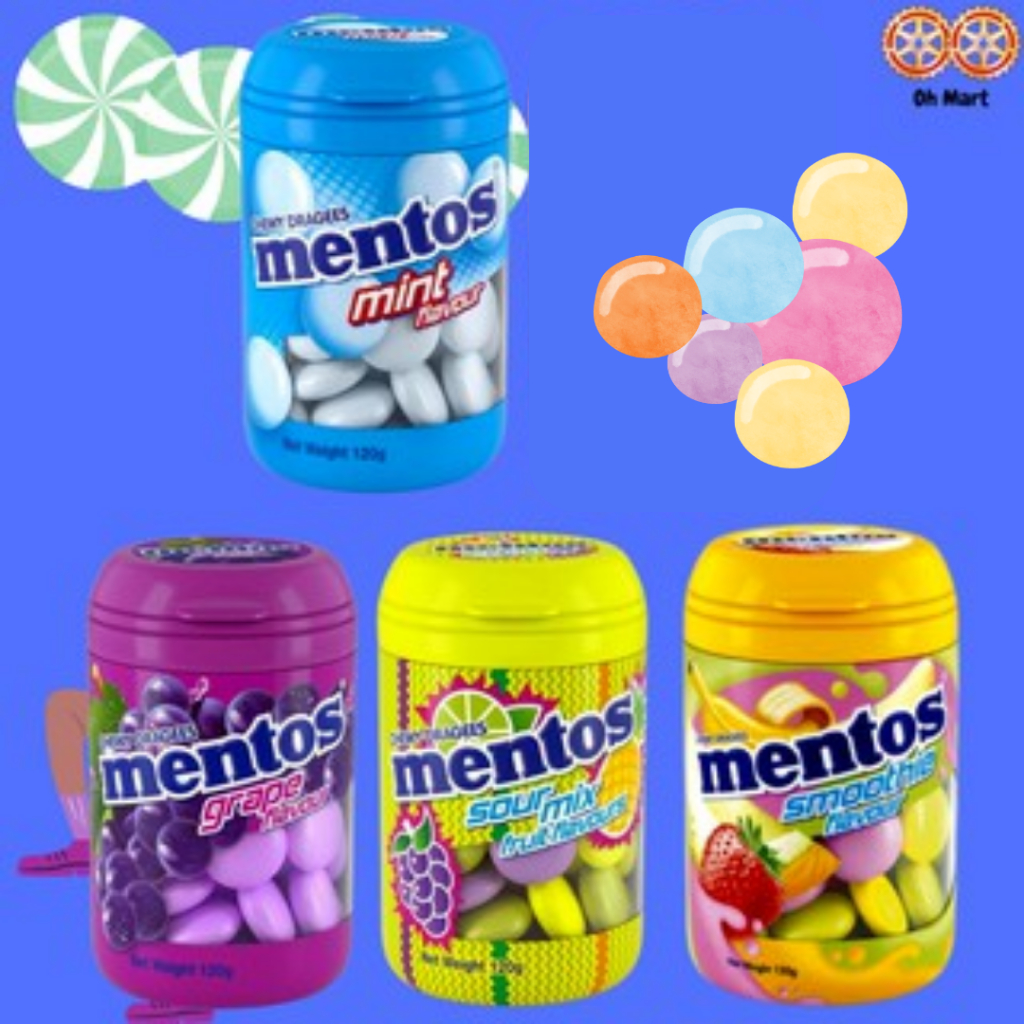 Mentos Chewy Dragees Assorted Flavors Mint/Yoghurt/Grape/Sour Mix ...