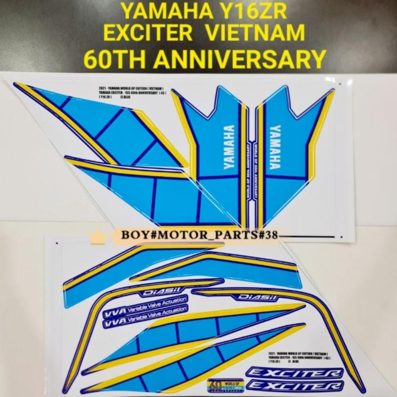 YAMAHA Y16 / Y16ZR EXCITER 60TH ( 43 ) BODY STICKER WORLD GP EDITION ...