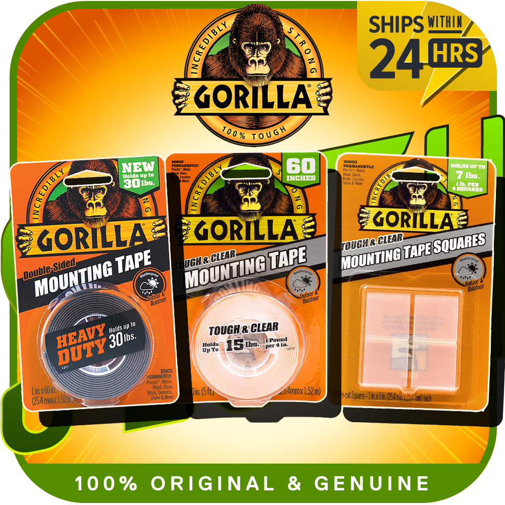 Gorilla Heavy Duty Double Sided Mounting Tape Tough & Clear l1" PreCut