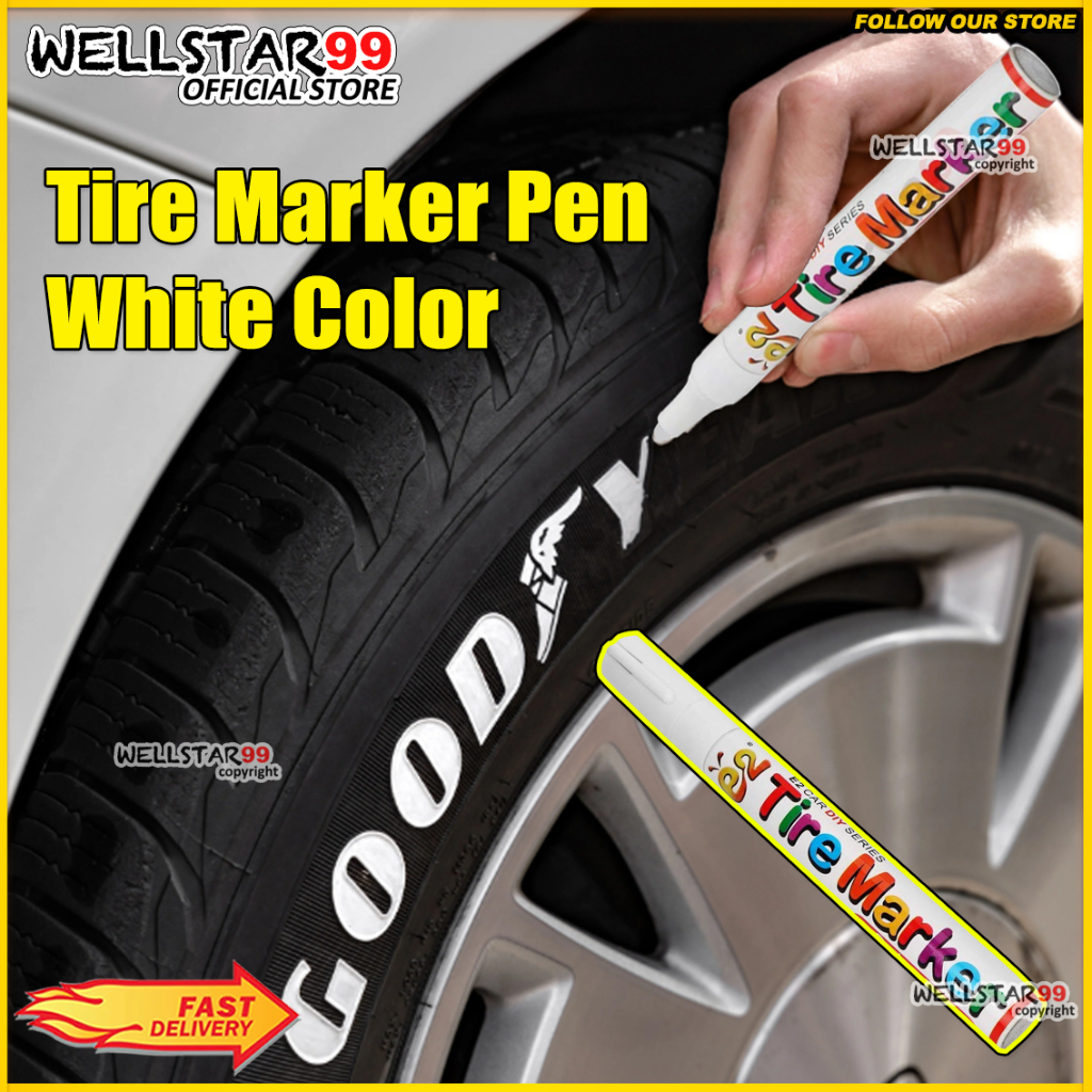 White Marker Pen Waterproof Car Tyre Tire Tread Rubber Metal Permanent