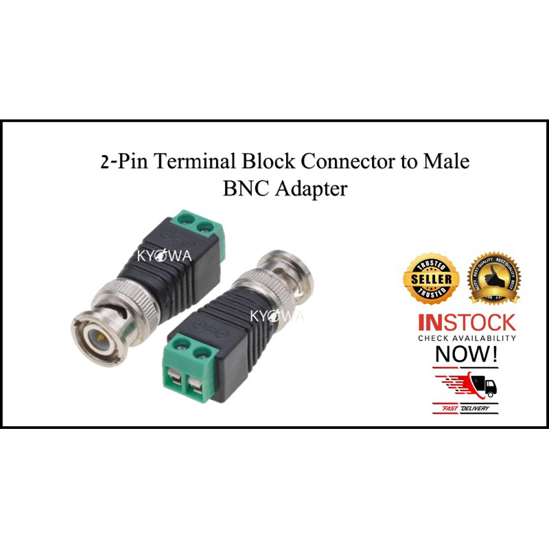 Screw Terminal Coax Cat5 to BNC Male Video Balun Connectors CCTV Camera ...