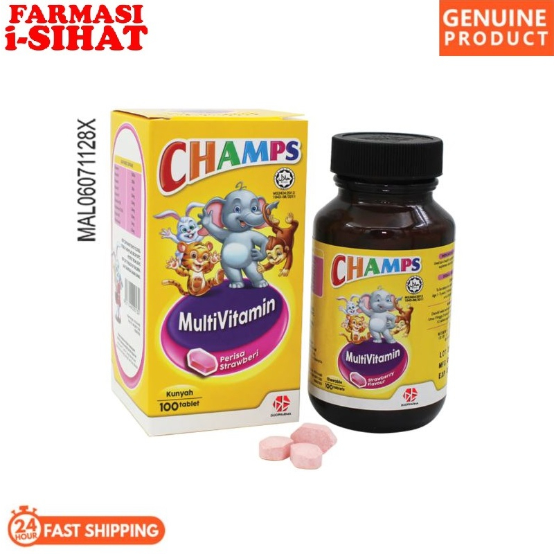 Champs Multivitamin Chewable Tablet 100's / 2x100's (Strawberry Flavour ...