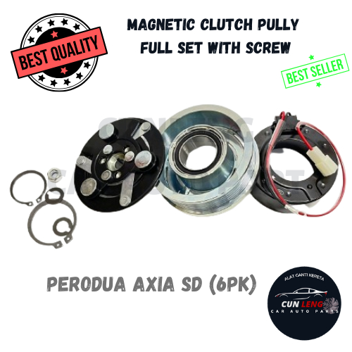 PERODUA AXIA SD (6PK) MAGNETIC CLUTCH PULLEY FULL SET WITH SCREW 1 ...