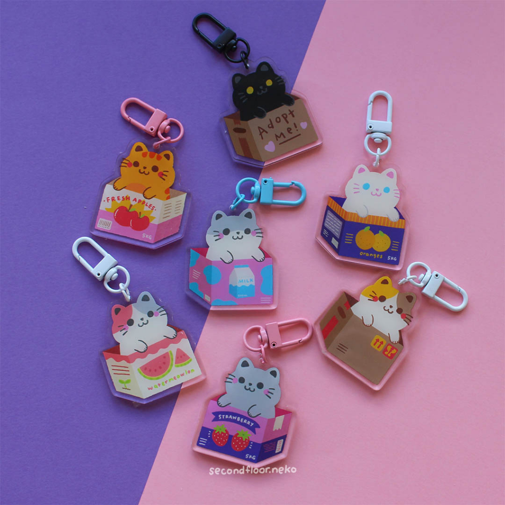 Cats in Boxes Acrylic Keychain secondfloor.neko | Shopee Philippines