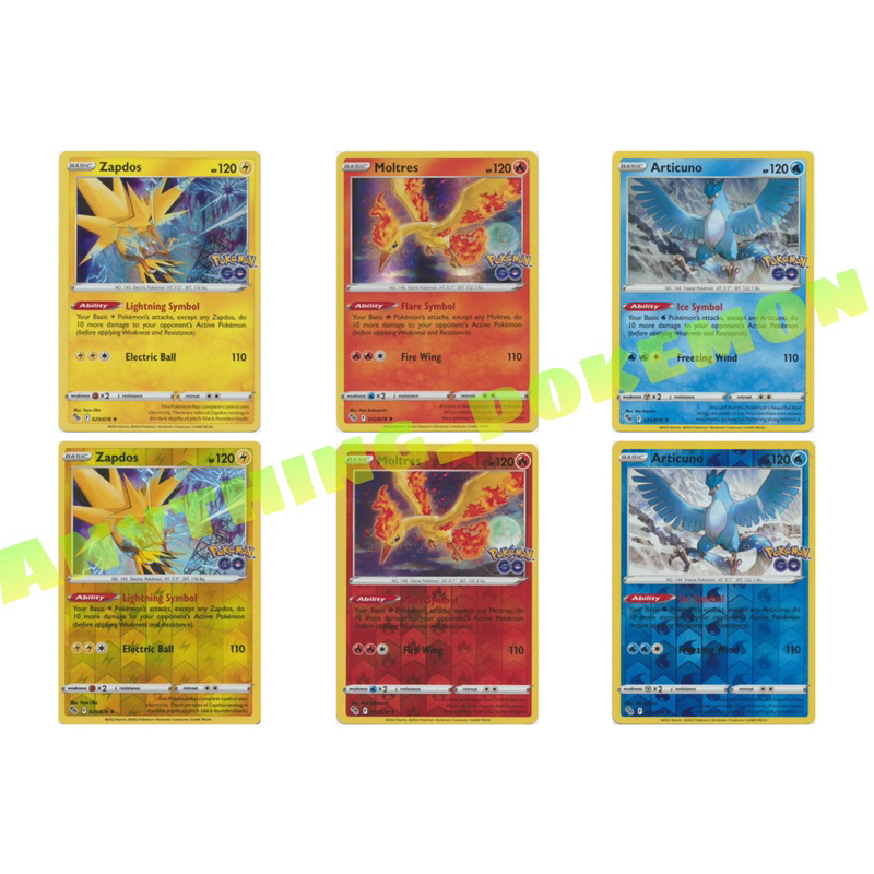 Pokemon Card Zapdos (029/078) Moltres (012/078) Articuno (024/078