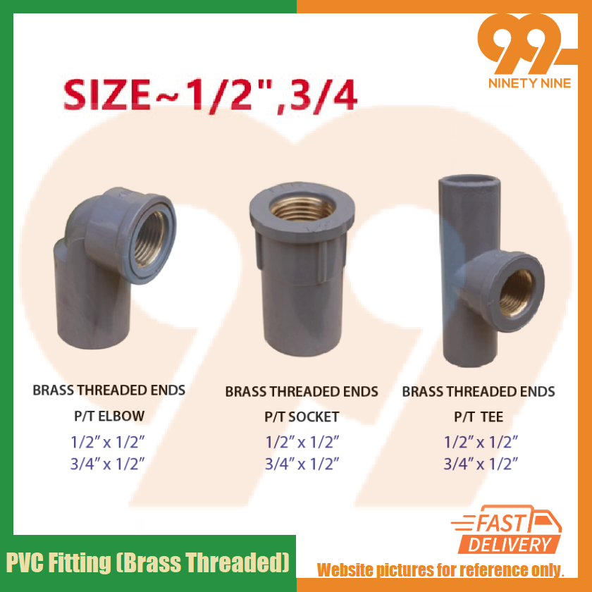 PVC Fitting KITA 1/2" 3/4" 15mm 20mm P/T Elbow Tee Socket with Brass