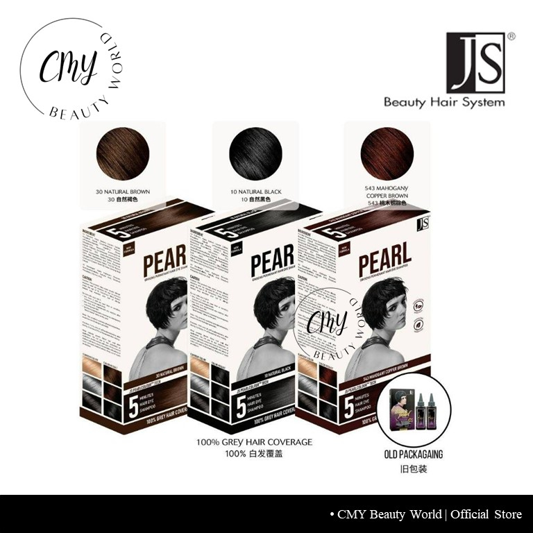 JS Exclusive Pearl Permanent Hair Dye Shampoo 60ml x2 (Black