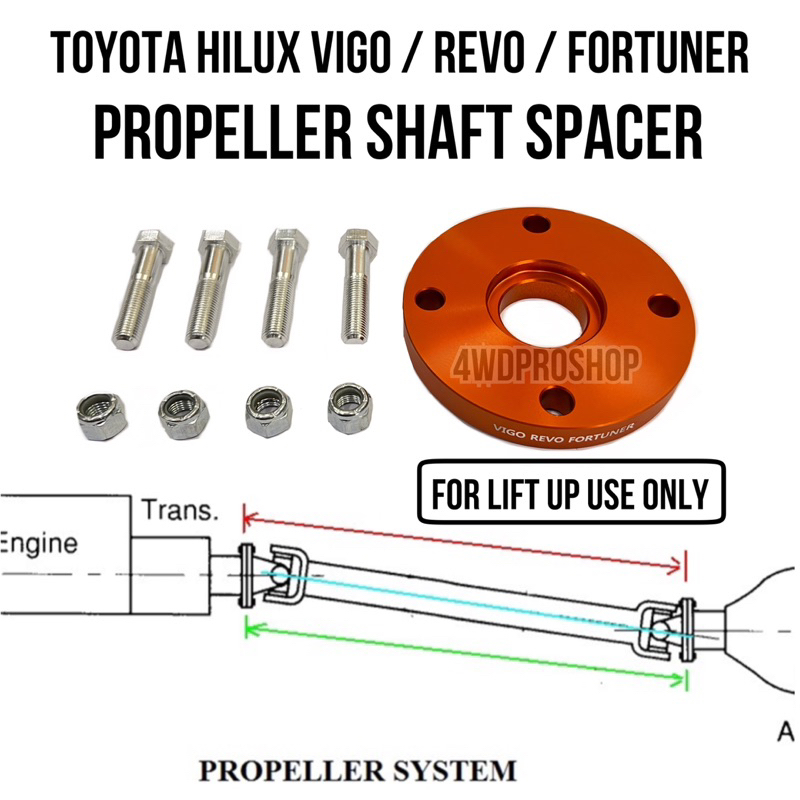 LIFT UP TOYOTA HILUX VIGO REVO ROGUE FORTUNER PROPELLER SHAFT LONG