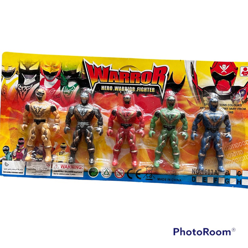 1 set 5pcs boy kids toy warrior power ranger fighter small doll ...