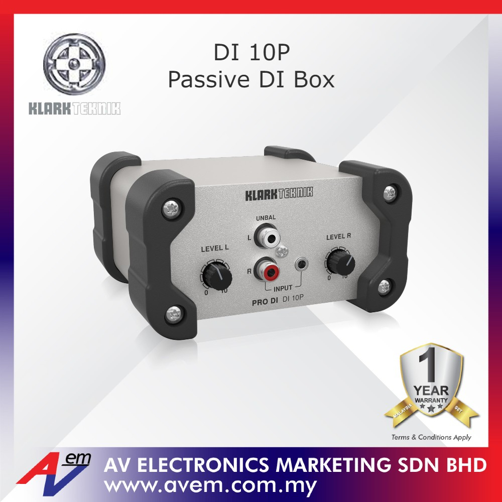 KLARK TEKNIK DI 10P Passive DI Box with Stereo Input / Summed Mono ...