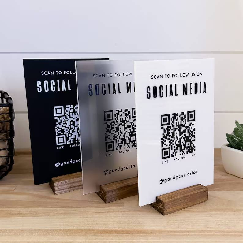 Counter Sign / Social Media QR Code 3mm Acrylic Sign - Easy Fast Scan ...