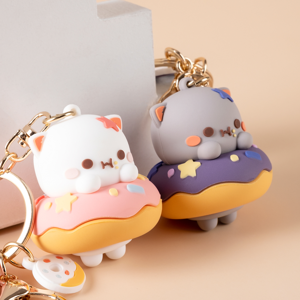 Cute Keychain Goma and Peach Mitao cat bag pendant Rantai Kunci Kucing