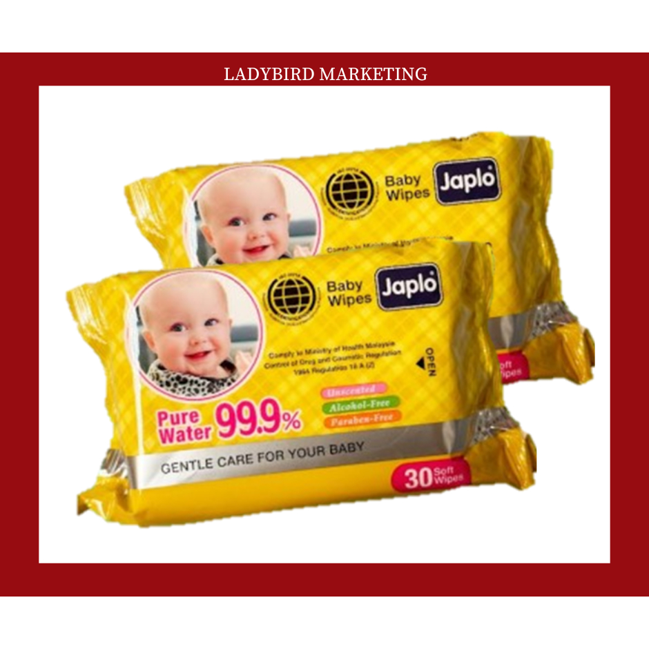 JAPLO BABY WIPES UNSCENTED 30 SHEETS x 2 / Tisu Basah Bayi 30pcs x 2 ...