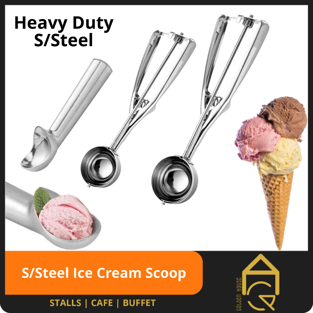 GDH Heavy Duty 2.5cm / 3cm Stainless Steel Ice Cream Scoop aiskrim ...