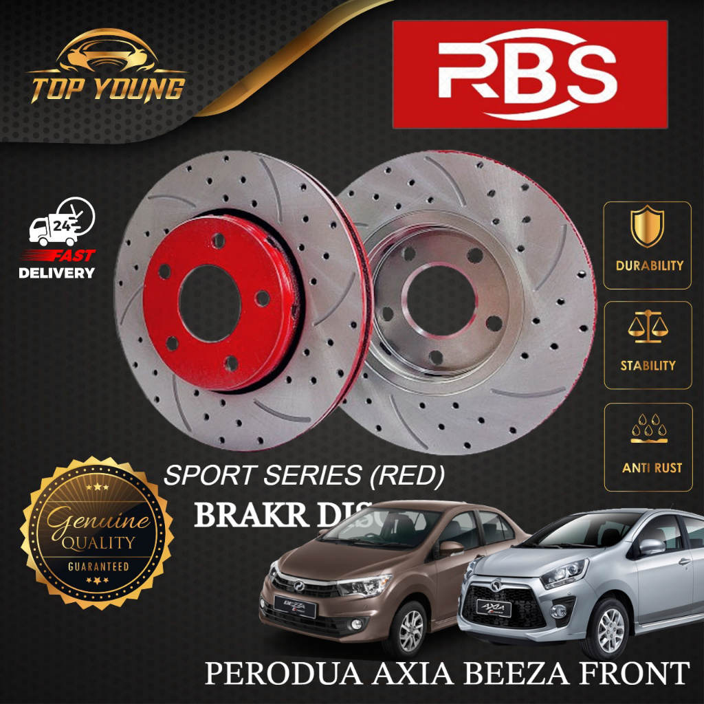RBS PERODUA BEZZA , AXIA FRONT RED COLOUR DISC ROTOR SPORT SERIES ...