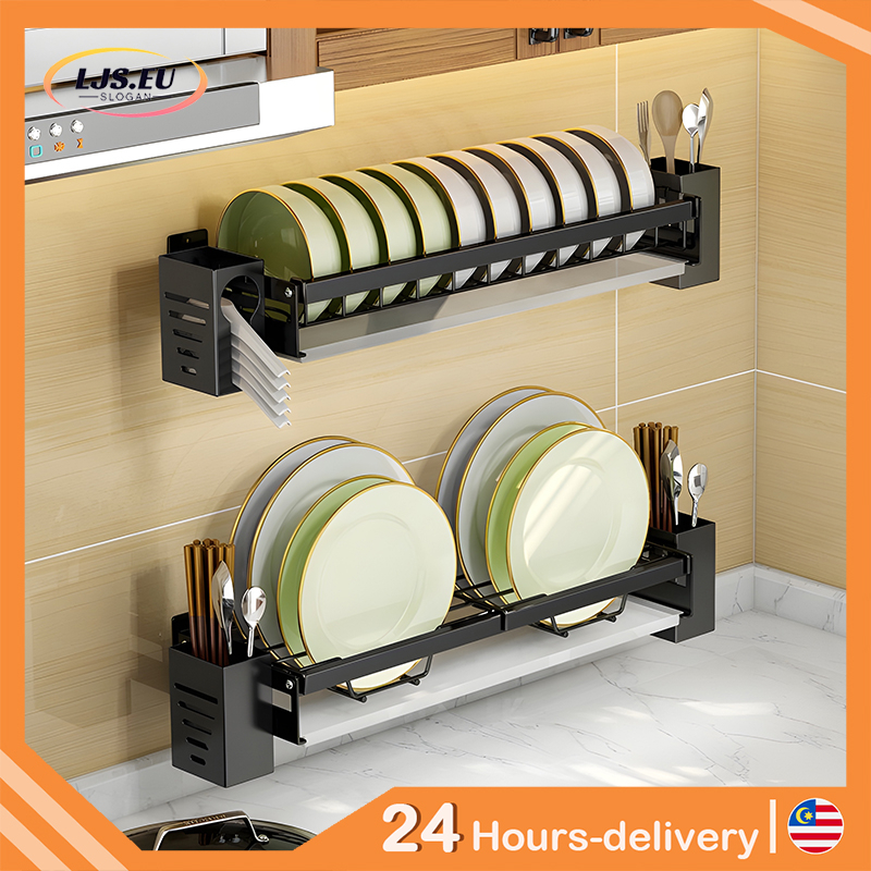 Kitchen Stainless steel Wall-Mounted Dish Rack Dish Drainer Rak pinggan