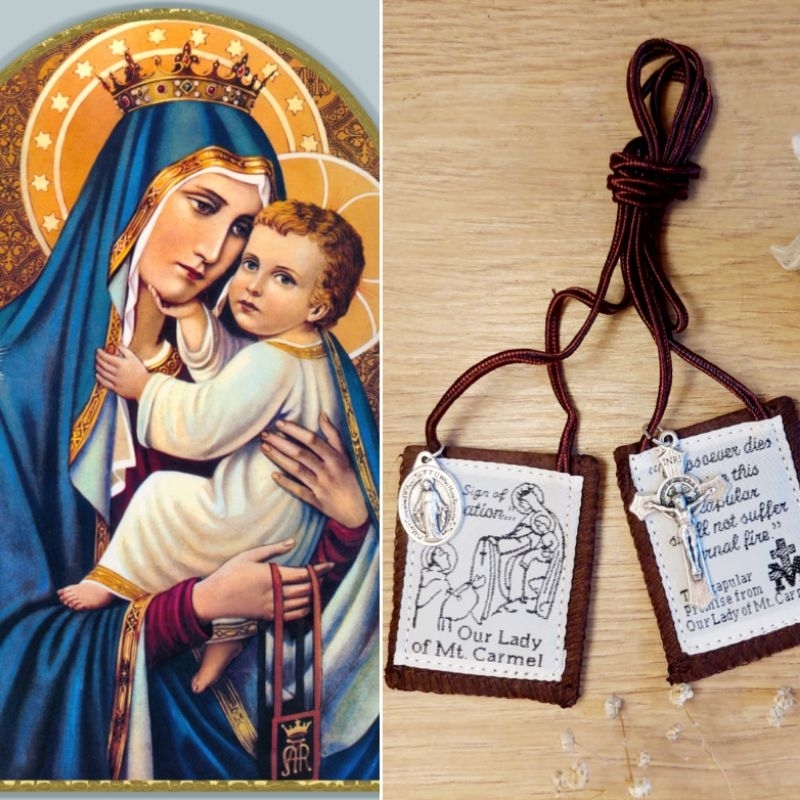 Our Lady Of Carmel Brown Scapular With Medals From Italy Shopee Philippines