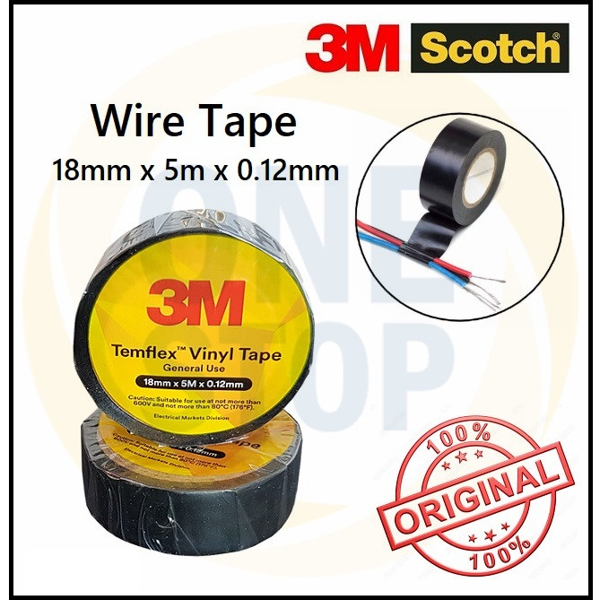 3M Temflex Vinyl PVC Electrical Tape Waterproof Wire Tape (1PC BLACK ...