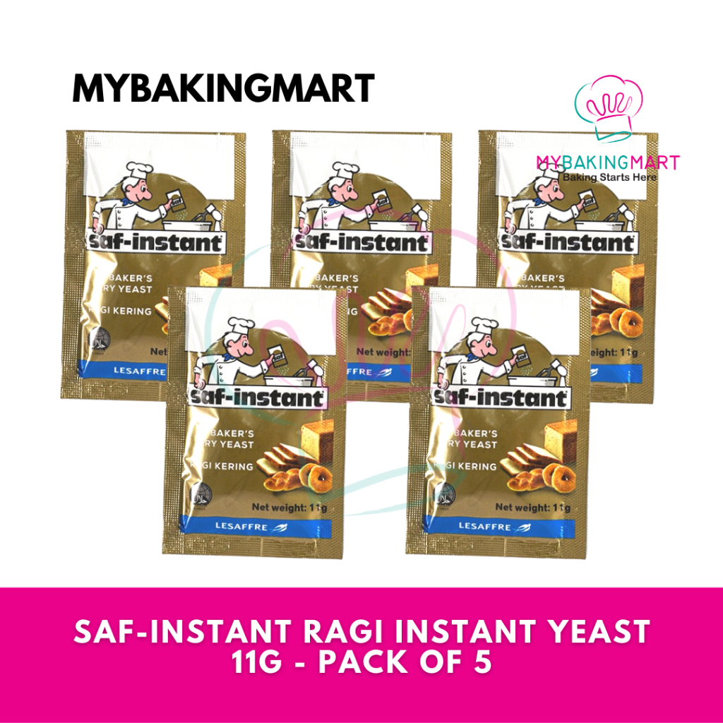 Mybakingmart SafInstant Yeast / Halal Yis 11g Sachets Pack of 5