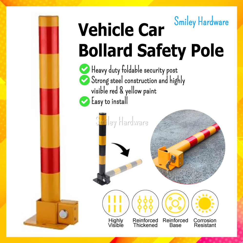 New Car Bollard Safety Post Lock Spring Parking Barrier Fold Down ...