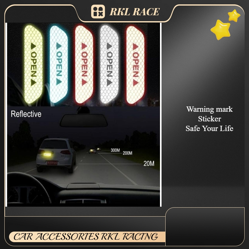 Universal Warning Mark Reflective tape car door sticker decals open ...