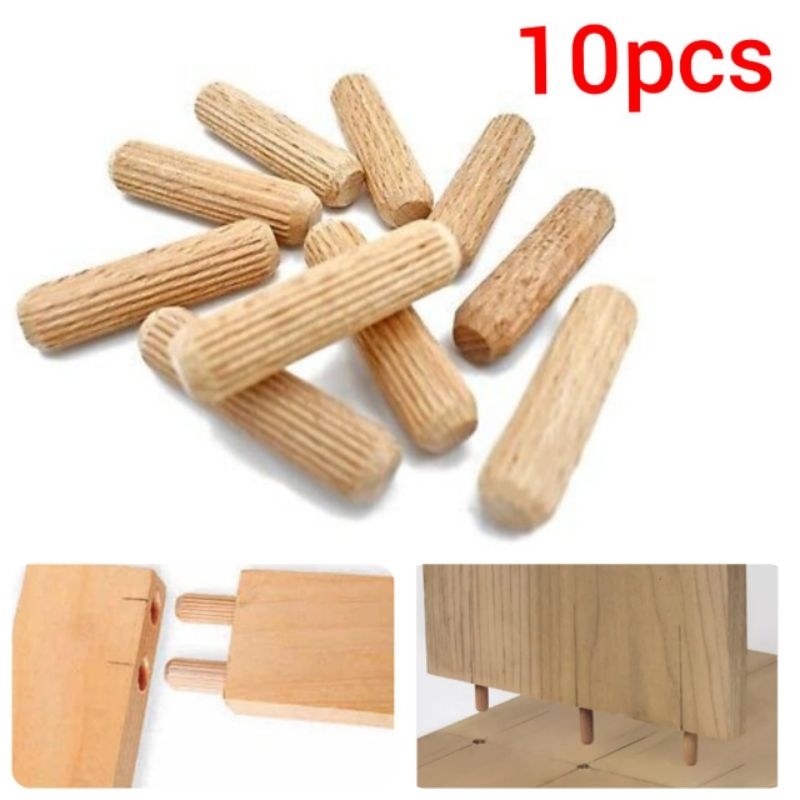 15mm / 16mm Larger Wooden Dowel Pins Grooved Dowels Plugs Chamfered ...