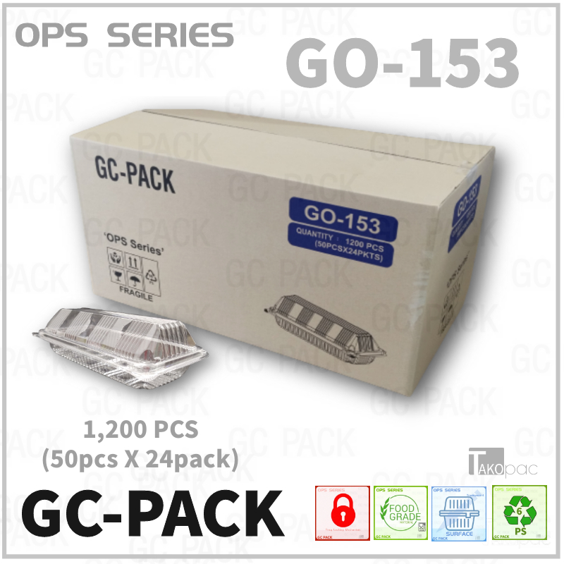 GO153 OPS Plastic Tray with Lock (BULK 1,200pcs )Bakery Disposable