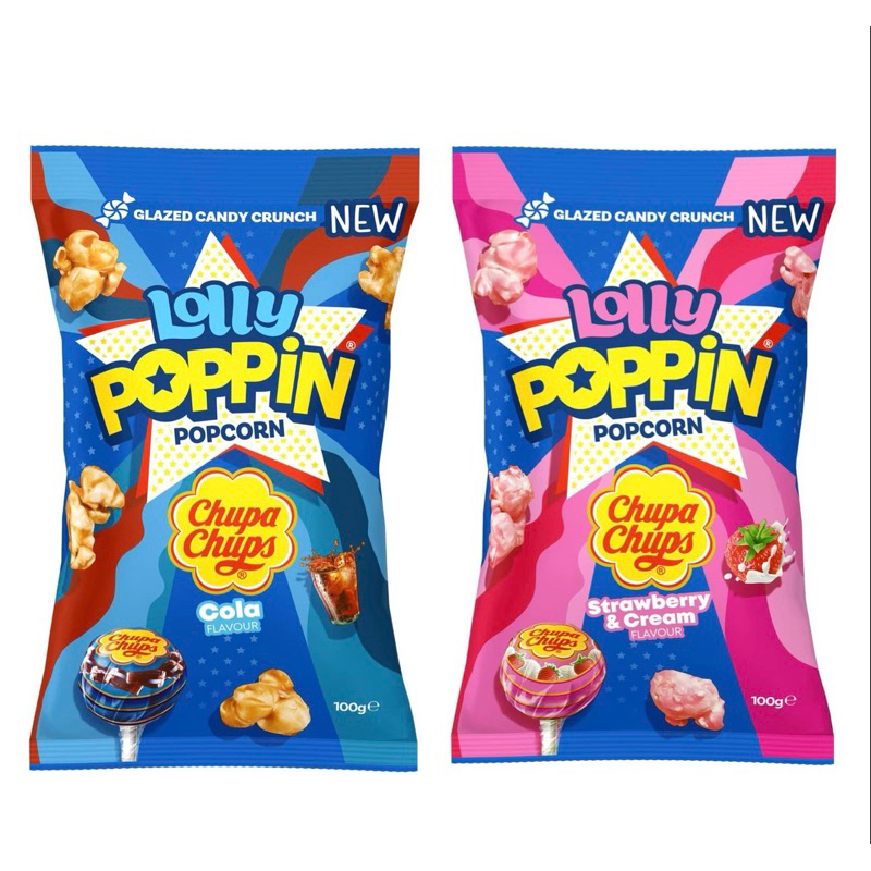 Poppin Popcorn Chupa Chups Cola/ Strawberry cream Flavour 100g Shopee