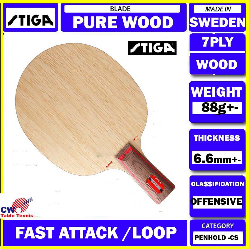 Stiga Clipper Wood CL CS Pure Wood Table Tennis Blade Paddle Bat Racket ...