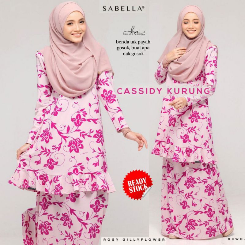 Cassidy Kurung Ruffle Ironless Sabella Moss Crepe Anti Kedut cutting A ...
