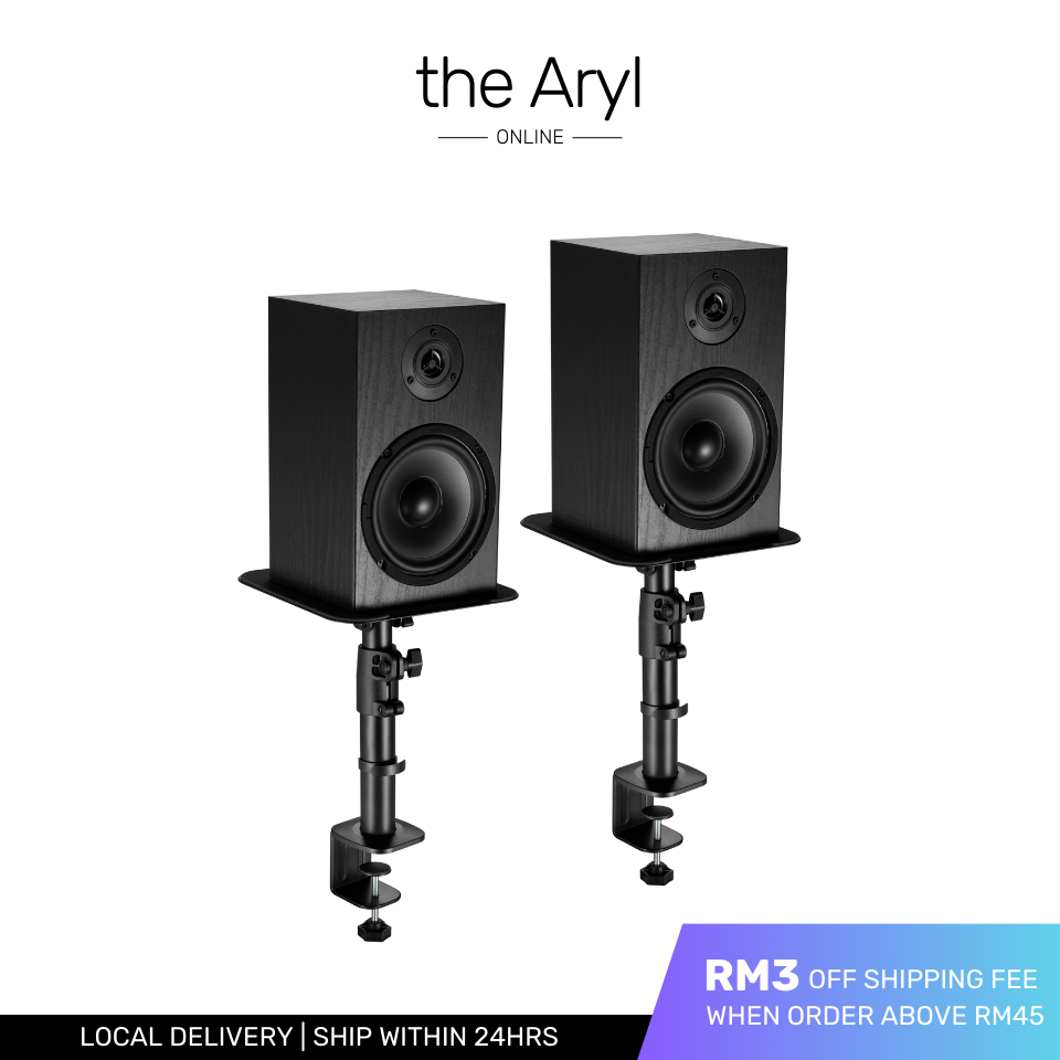 the ArylTM Desktop ClampOn Speaker Stand, Heavy Duty Desk Clamp