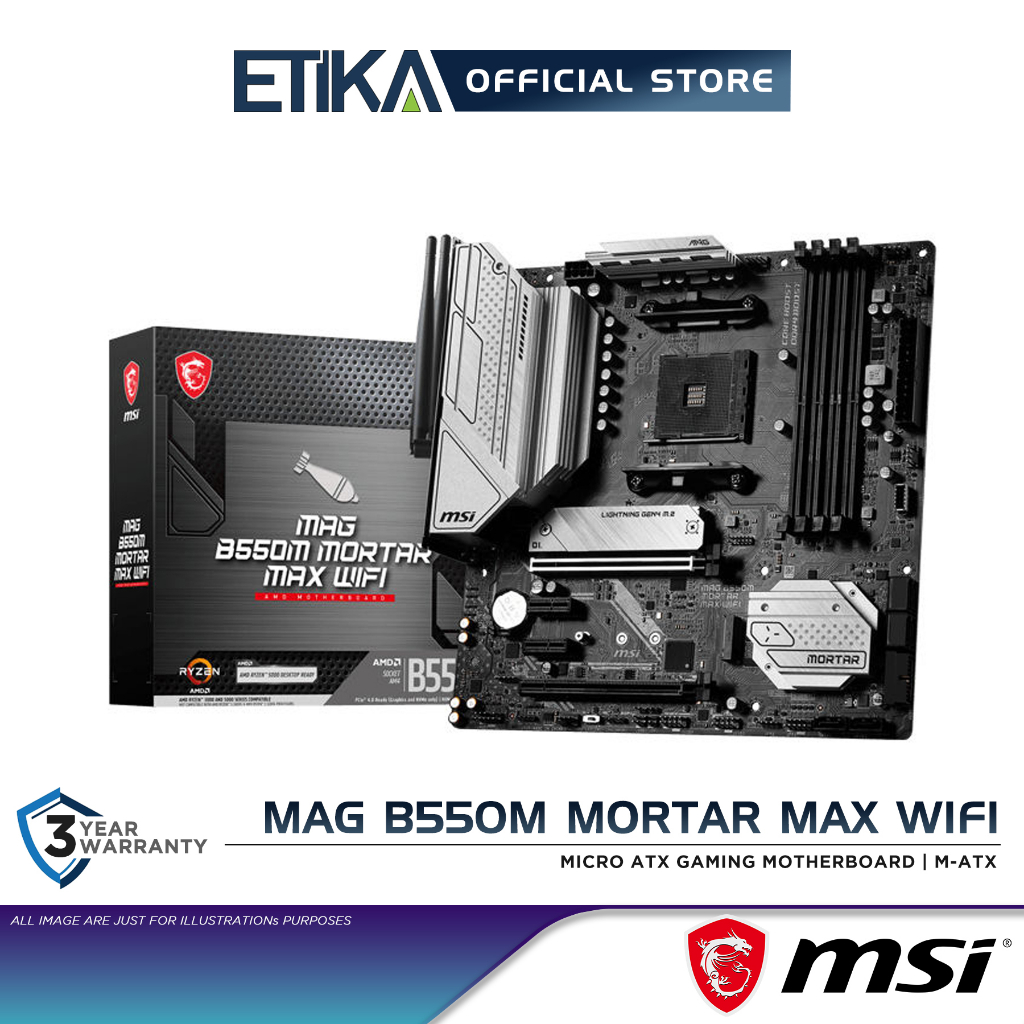 MSI MAG B550M Mortar Max WiFi Micro ATX Gaming Motherboard MATX AMD