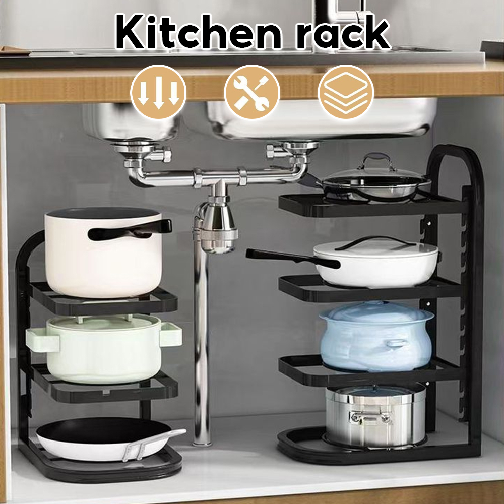 Adjustable Kitchen Rack Rak Bawah Under Sink Shelf Rak Dapur Storage ...