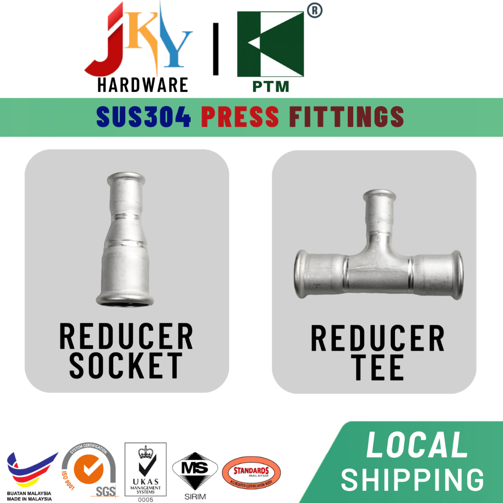 PTM SUS304 Press Fittings 15mm ~ 22mm ~ 28mm Stainless Steel Press Fit ...