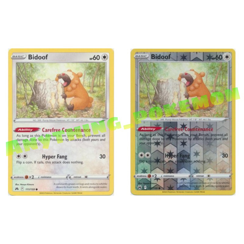 Pokemon card Bidoof (111/159) NORMAL/REVERSE HOLO Shopee Philippines