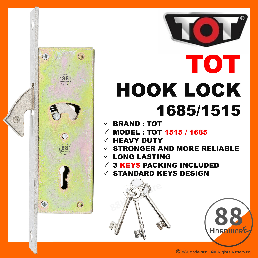 Tot 1685 Hook lock/sliding door lock/Iron door grill lock/Iron grill