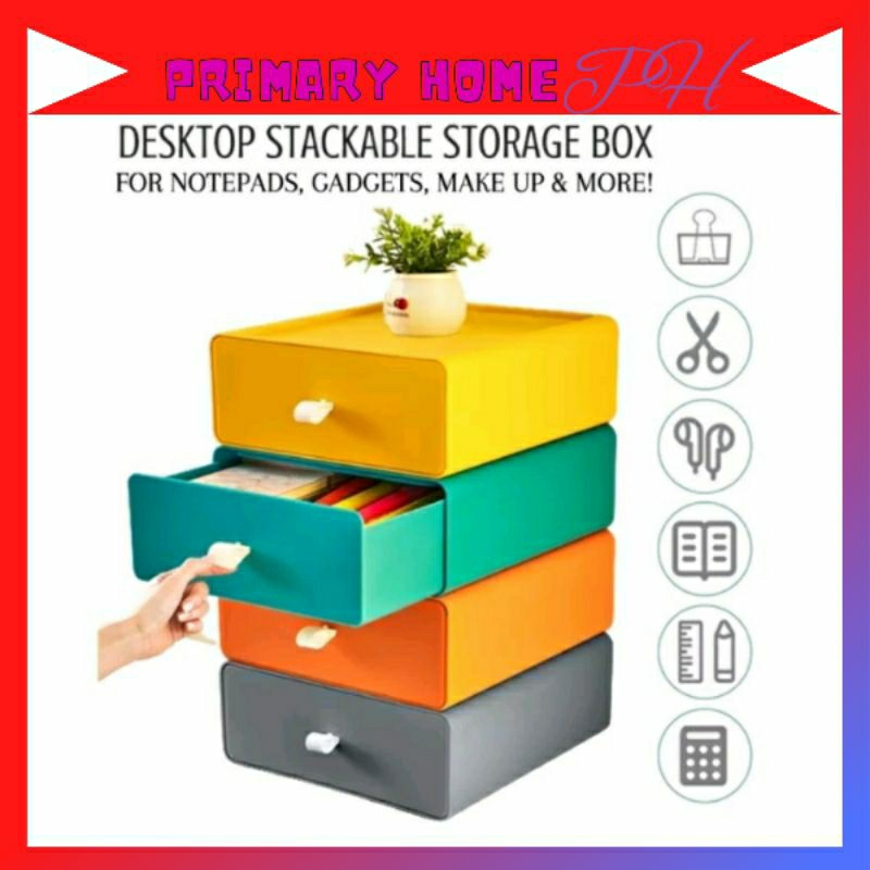 Desktop Drawer Storage Box Multilayer Stackable Student Table Office ...
