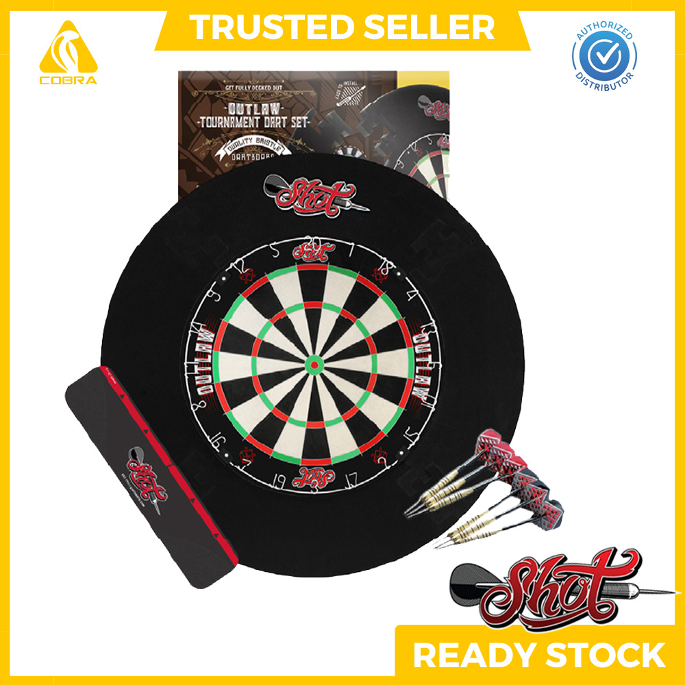 NEW ARRIVAL!!! SHOT Dartboard OUTLAW with 4 Piece Surround Made in New
