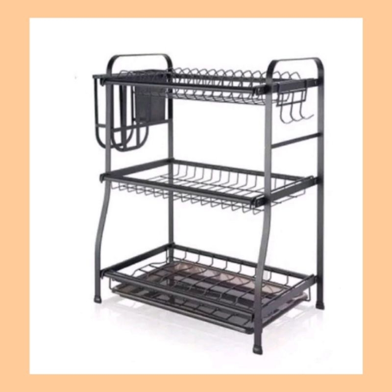 HICOOK Top Point 3 Tier Dish Drainer Dish Rack With Tray Rak Pinggan ...