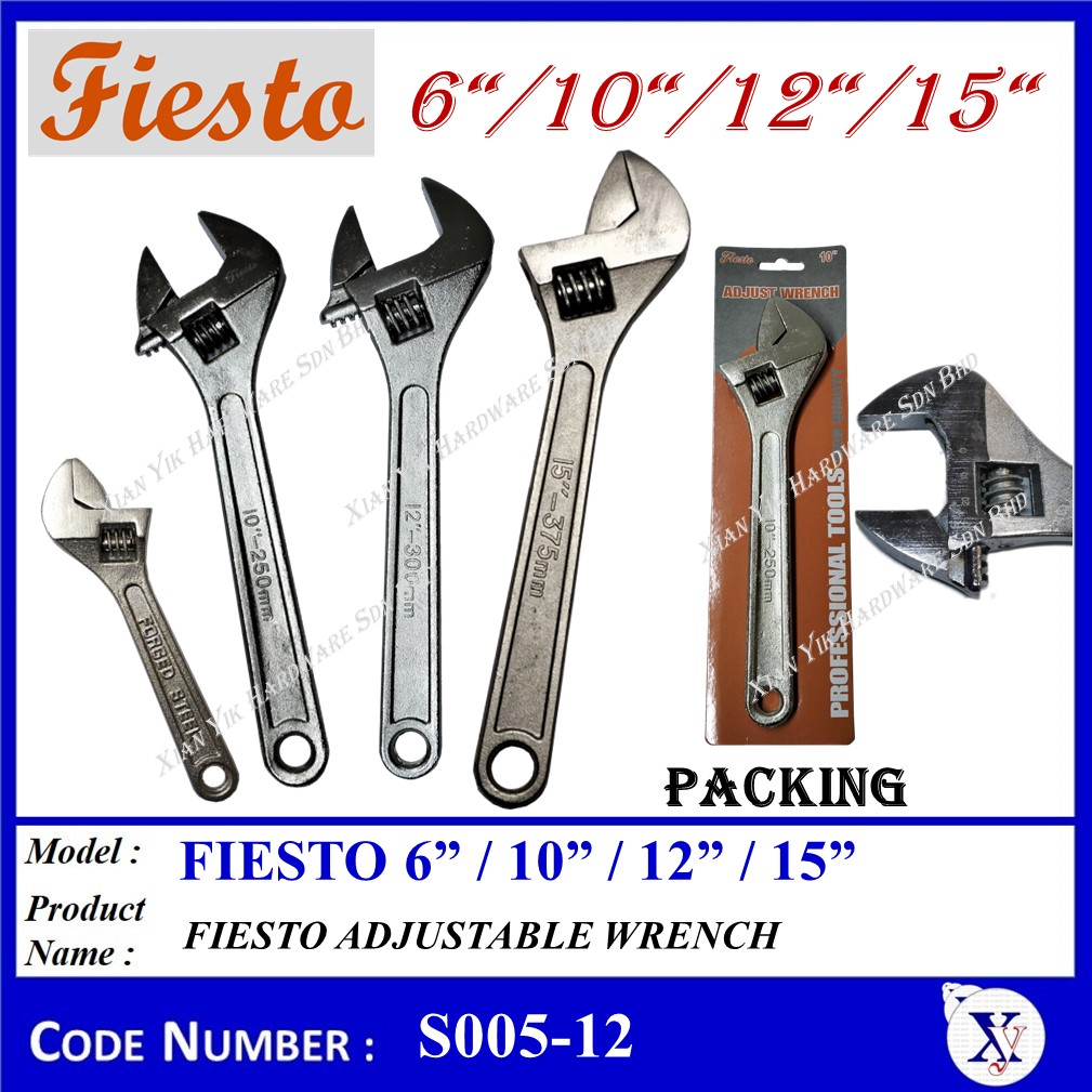 S005-12 FIESTO ADJUSTABLE WRENCH / SWITCH SPANNER | Shopee Philippines