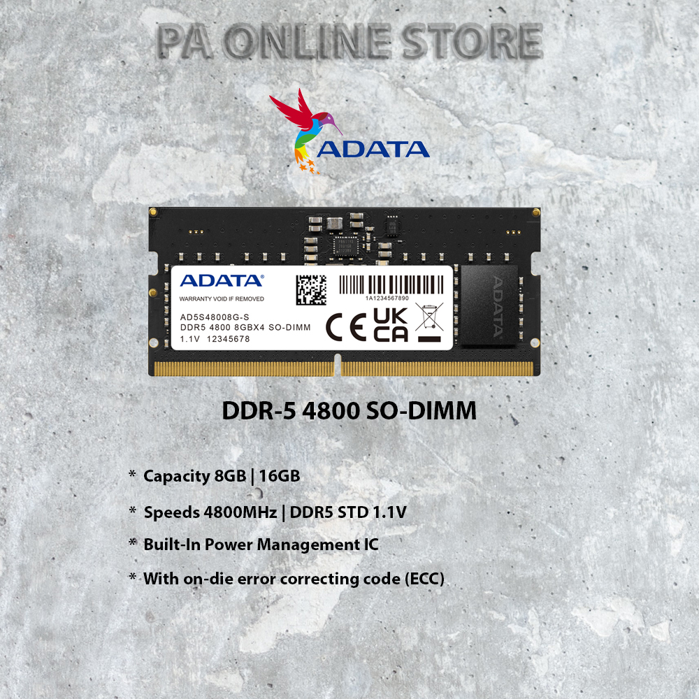 ADATA 16GB 4800MHz DDR5 SO-DIMM Notebook RAM | Shopee Philippines