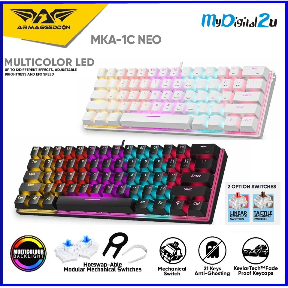 Armaggeddon MKA 1C Neo LED Backlight Mechanical Gaming Keyboard / 61 ...