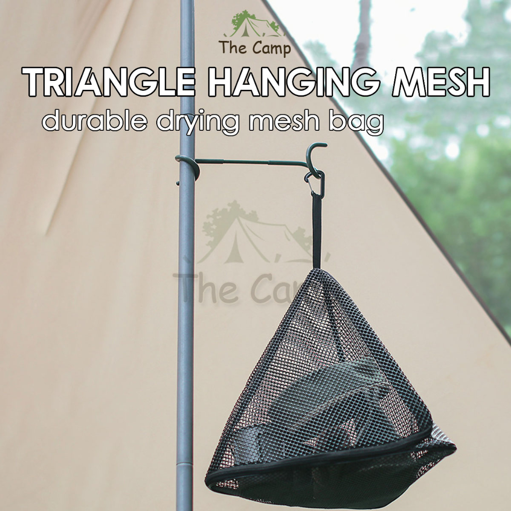 Outdoor Camping Triangle Mesh Bag Hanging Drying Net Food Tableware ...